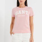 Gant, Tricou din bumbac cu logo, Roz, 2XL