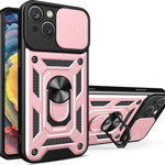 Husa Hybrid Armor Camshield pentru iPhone 14 Plus cu capac pentru camera roz, ForIT