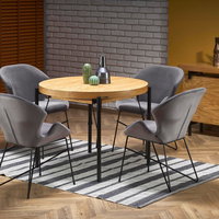 Masa extensibila INFERNO, stejar/negru, furnir/otel, 100/300x100x76 cm