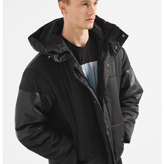 ARMANI EXCHANGE, Geaca matlasata cu gluga si aspect matlasat, Negru