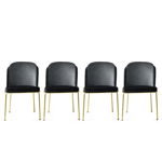 Set 4 scaune, Nmobb, Dore 101, 54 x 86 x 55 cm, metal/pal, negru/auriu, Nmobb