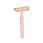 Aparat de ras Classic Safety Razor Techstar® SR1, Aliaj de Zinc, Cu Lame De Rezerva, Reutilizabil, Ecologic, Rose Gold, Techstar