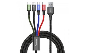 Cablu de date/incarcare Baseus, 4in1 Rapid Series, 2 x MicroUSB/Lightning/USB-C, Multicolor, My Gsm 2000