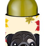 Caroline`s Treasures Black Pug Ziua Recunostintei sticla de vin băutură Izolator Hugger Multicolore Wine Bottle, 