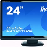 Monitor Iiyama E2407HDS, 24 Inch TN, 1920 x 1080, VGA, DVI, HDMI, Fara picior