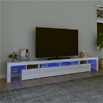 Comoda TV cu lumini LED vidaXL, stejar maro, 260x36,5x40 cm, 50.5 kg