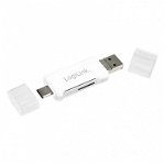 Cititor de carduri extern LogiLink USB 2.0 3-in-1 USB-C/Micro-B/USB-A Alb