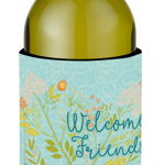 Caroline`s Treasures Bine ati venit Prieteni Ciocolata Labrador Retriever sticla de vin Beverge Izolator Hugge Multicolore Wine Bottle, 