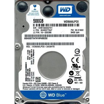 Hard disk WD Blue, 500GB, SATA-III, 5400 RPM, cache 16MB,