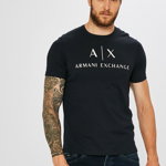 Armani Exchange tricou barbati, culoarea albastru marin, cu imprimeu, Armani Exchange