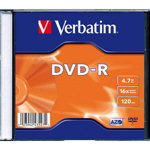 Mediu stocare Verbatim DVD-R 4.7GB 16x Matt Silver slim case 100 buc
