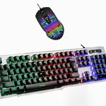 Set tastatura si mouse gaming Andowl QK809 USB iluminare RGB, GAVE