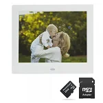 Rama foto digitala MW-087DPF LCD de 8 inch cu telecomanda, alb + card de memorie microSD 16GB si adaptor, KRASSUS