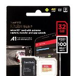 Card de memorie SanDisk Extreme MicroSDHC 32GB CLASS A1 U3 V30 100MB/s cu adaptor SD, SanDisk