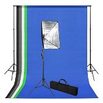 Kit studio foto cu fundal și lumină cu softbox