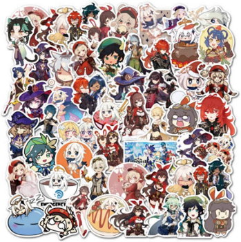 Set de 50 stickere Game Genshins SANXDI, PVC, multicolor