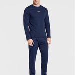 Guess pijamale de bumbac  culoarea albastru marin