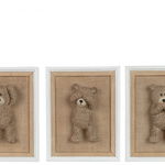 Set 3 decoratiuni de perete Teddy, Rasina, Maro, 16x4.5x20.5 cm, Jolipa