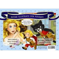 Mica Sirena + Motanul Incaltat. Scene ilustrate din povesti. Planse