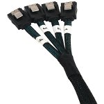 Cablu componente Orico 4x SATA-II Female - 4x SATA-II Female, conector 90 grade, 0.7/0.73/0.77/0.8m, negru sleeved