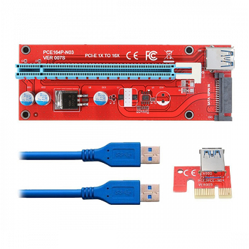 Kit grafic riser card VER007S pentru minat cu placa PCI-E 164P 1x si adaptor la 16x si cablu extensie USB 3.0 60cm, PLS