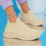 Pantofi Sport, culoare Bej, material Textil - cod: P9578, 