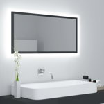 vidaXL Oglindă de baie cu LED, gri extralucios, 90x8,5x37 cm, acril, vidaXL