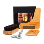 Set ingrijire barba Nature Power Yoshimoto, perie 118 x 124 mm, perie lemn, foarfeca otel, Yoshimoto