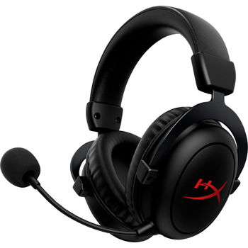 Casti gaming wireless HyperX Cloud Core, DTS Headphone:X Spatial Audio, 2,4GHz, drivere 53mm, autonomie pana la 20 de ore, microfon detasabil cu noise cancelling, PC, negru