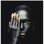 Set pictura pe numere Woman gold and black1190, Painting by numbers