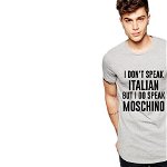 Tricou gri barbati - I Speak Moschino, Moschino
