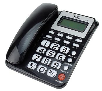 Telefon FIX, OHO, ID apelant, FSK/DTMF, calculator, calendar, memorie, LCD, negru