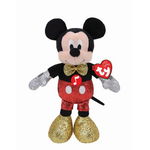 Jucarie plus Beanie Babies Disney Mickey cu sclipici si sunete Ty 20 cm, TY