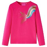 Tricou pentru copii cu mâneci lungi, roz aprins, 128, vidaXL