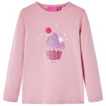 Tricou de copii cu mâneci lungi, imprimeu înghețată, roz deschis, 128, Casa Practica