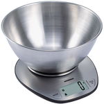 Cantar de bucatarie cu bol Heinner HKS-5SS, 5 kg, Functie tara, Functie cantarire lichide, Display lcd (Inox), Heinner