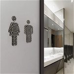 Set de 2 semne toaleta Thirei, negru/alb,12.8 x 9.7 cm