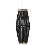 vidaXL Lampă suspendată, negru, 25x62 cm, răchită, 40 W, oval, E27, vidaXL