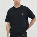 Abercrombie & Fitch tricou din bumbac barbati, culoarea negru, cu imprimeu, Abercrombie & Fitch