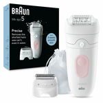 Epilator Braun Silk-epil 5 5-030 Wet & Dry, MicroGrip, Smart Light, 28 de pensete, 2 viteze, Cap de ras + Pieptene, Saculet de voiaj (Alb/Roz), Braun