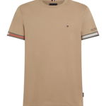 Tommy Hilfiger, Tricou cu decolteu la baza gatului si logo, Maro camel, L