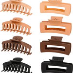 Set de 8 clame pentru par Du It Craft, plastic, bej/maro/negru, 11 cm, 