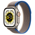 Smartwatch Apple Watch Ultra Cellular, ecran LTPO OLED, Bluetooth, Wi-Fi, GPS, Bratara textil S/M 49mm, Carcasa titanium, Rezistent la apa 10ATM (Albastru/Gri)
