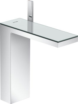 Baterie lavoar Hansgrohe Axor MyEdition 230 ventil push-open crom/sticla oglinda, Hansgrohe Axor