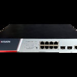 Switch Hikvision DS-3E2510P(B), Switching Capacity 336 Gbps, 8 Gigabit Poe electrical ports and 2 Gigabit / 100M SFP optical ports, Address Table 8 K, Support binding of IP, MAC, port and VLAN, dimensiuni: 280 mm × 44 mm × 180 mm, temperatura, HIKVISION