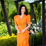 Rochie de zi eleganta orange cu volan amplu, Produse