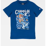 Champion, Tricou din bumbac cu imprimeu Robot, Albastru inchis, 150-155 CM