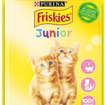 FRISKIES Plic hrană umedă pentru pisici JUNIOR, cu Pui în Sos 85g, Friskies