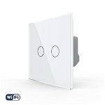 Intrerupator Dublu Wi-Fi cu Touch LIVOLO din Sticla – Serie Noua, Alb
