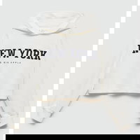 Hanorac cu maneci cazute si imprimeu text New York, Mango